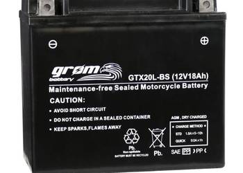 Akumulator motocyklowy GROM GTX20L-BS 12V 18Ah 270A P+