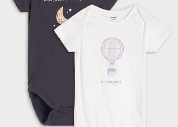 Body niemowlęce 56 Sinsay 2 pack komplet bawełna czarne białe