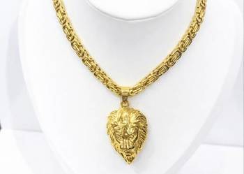 Naszyjnik Męski Łańcuszek i Zawieszka Lew Stal