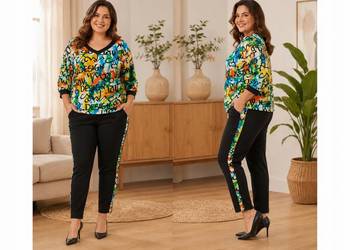 Komplet dres BAWEŁNA-SPODNIE LAMPAS+ BLUZA L-XL BIUST 120cm- literki