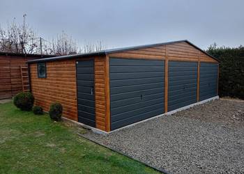 Garaż DREWNOPODOBNY 9x6 wzmocniona konstrukcja profilami ocynkowanymi