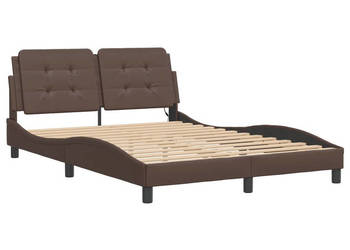 Rama łóżka z LED brązowa sztuczna skóra 120x200 cm WM-3214098