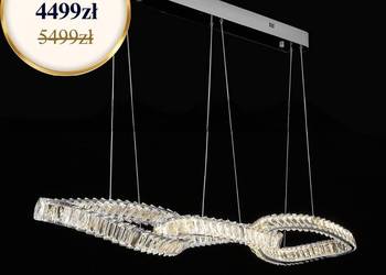 Żyrandol kryształowy nowoczesny srebrny podłużny do jadalni