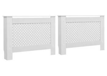 vidaXL Osłony na kaloryfer, 2 szt., białe, 112x19x81,5 cm, MDF(SKU:3051377)