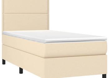 Łóżko kontynentalne z materacem kremowe tkanina 90x200 cm WM-3134770