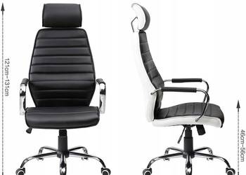 SKÓRZANY FOTEL BIUROWY KRZESŁO OBROTOWE VECOTTI ARTHUR ZAGŁÓWEK TILT SKÓRA