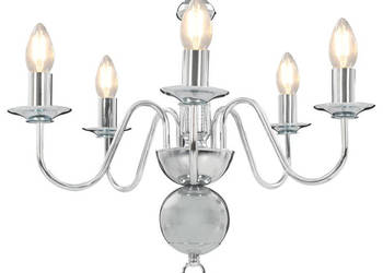 Żyrandol srebrny 5 żarówek E14 WM-281616