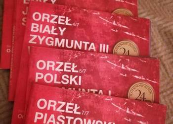 Zestaw 5 numizmatów ORŁY POLSKIE Mennica Polska platerowane złotem