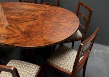 Stół Art Dèco + 8 krzeseł. Zestaw stół i krzesła