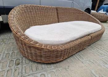 Kanapa Sofa rattanowa naturalny rattan GRUBY OPLOT 273cm XXL KOKON JAJKO