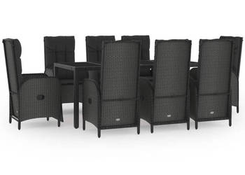 9-cz. zestaw mebli ogrodowych z poduszkami czarny rattan PE WM-3185067