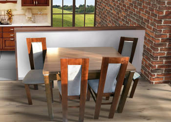 Stół Dębowy VERONA + 6 krzeseł Lite Drewno ANETKA