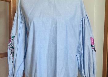 Bluzka koszula Only błękitna bawełniana hafty bufki L