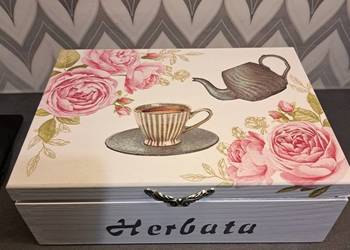 Herbaciarka róże pudełko na herbatę handmade