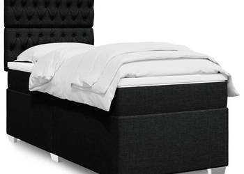 Łóżko kontynentalne z materacem czarne tkanina 80x200 cm WM-3290324