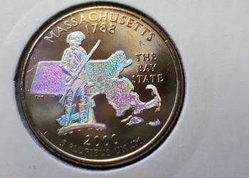 Stare monety 1/4 dolar 2000 Massachusetts USA hologram