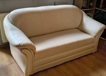 Komplet wypoczynkowy z ekoskóry – sofa 2-osobowa + 2 fotele