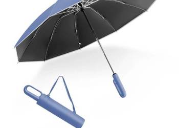 Duży parasol XXL składany, automat, wiatroodporny, przeciw UV, niebieski
