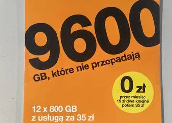 Starter Sim Orange 9600 GB nowy DPD