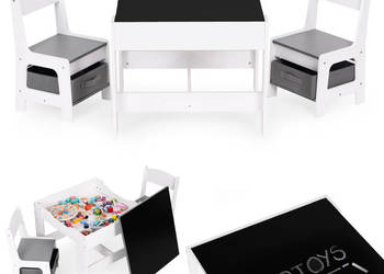 Zestaw mebli dla dzieci stolik + 2 krzesła tablica kredowa ECOTOYS
