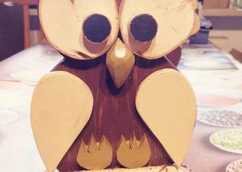 Sowa rękodzieło handmade drewno figurka
