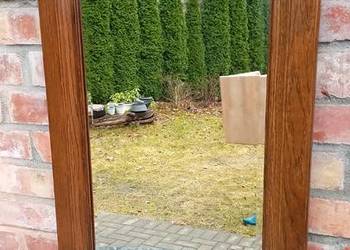 Lustro ścienne wiszące w drewnianej dębowej ramie rustykalne toaletka (787)