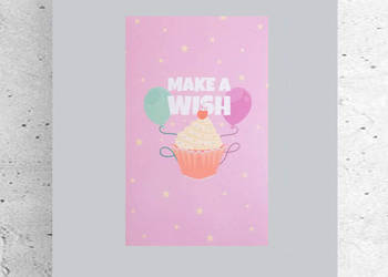 pastelowy plakat A4, obrazek do kuchni, plakat z ciastkiem