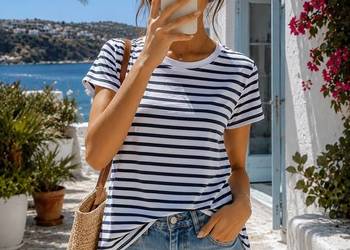 Casualowa bluzka w stylu marynistycznym r. S ZARA