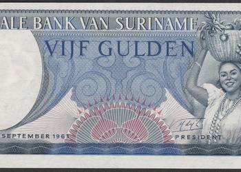 SURINAM 5 GULDENÓW 1963 - STAN BANKOWY UNC