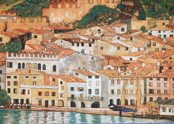 Duży obraz do dużego pokoju Malcesine sul Garda - Klimt