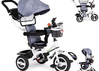 Rower trójkołowy obracany daszek wytrzymałe gumowe koła szary ECOTOYS