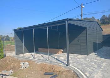 Garaż blaszany Premium 6x6 + wiata garażowa PRODUCENT