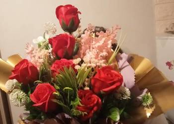 Bukiet z kwiatów mydlanych na Dzień Babci/dziadka