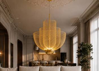 Designerska Lampa Wisząca FLORENCJA Nowoczesny Żyrandol Złoty / Czarny