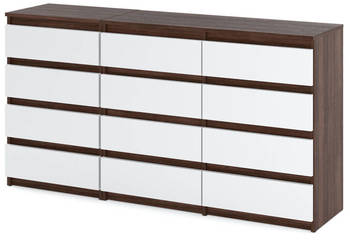 Komoda 12 Szuflad Pojemna Szafka Młodzieżowa Do Salonu 180cm Wenge Biały