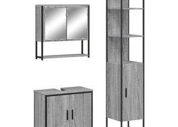 3-częściowy zestaw mebli łazienkowych szary dąb sonoma WM-3214683
