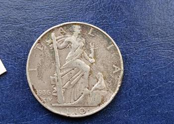 Stare monety 10 lir 1936 Włochy srebro
