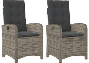 Rozkładane krzesła ogrodowe 2 szt. poduszki szare rattan PE WM-365171