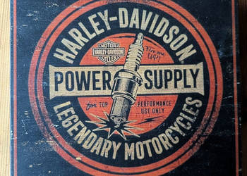 Obrazek vintage, ozdoba do garażu man's cave Harley Davidson 29x29cm drewno