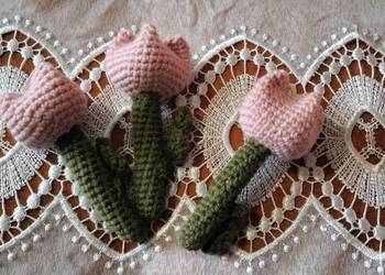 Kwiatki tulipany na szydełku