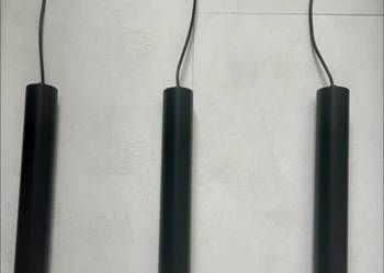 HIT! Nowoczesna Lampa Sufitowa Wisząca Tuba Sople 3-Pkt. Czarna/chrom + Żar