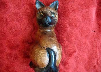 KOT - Drewno Stara Figurka rzeźba - Indonezja - 16 x 7 x 8 cm