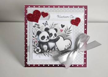 Kartka ręcznie robiona na walentynki Kocham Cię