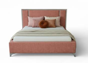 Różowo złote łóżko tapicerowane 140x200 stelaż + pojemnik