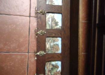 Piękny stary dębowy wieszak garderoba kafle