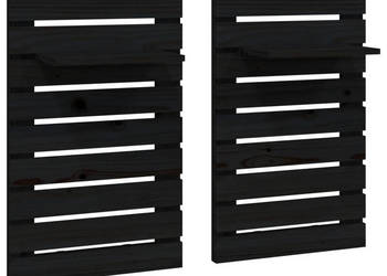 Wiszące półki nocne 2 szt. czarne lite drewno sosnowe WM-824772
