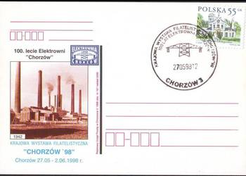 Kart. okol. Kraj. Wyst. Filatel. Chorzów 3 1998