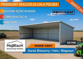 Garaż Blaszany Jednospadowy  / WIATA / Zadaszenie / Schowek – Maj-Blach