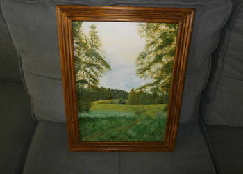 Obraz w ramie na dykcie "Spokój" E.Sikorska 2022r ładny stan