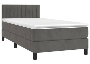 Łóżko kontynentalne z materacem i LED szary aksamit 90x190 cm WM-3134496